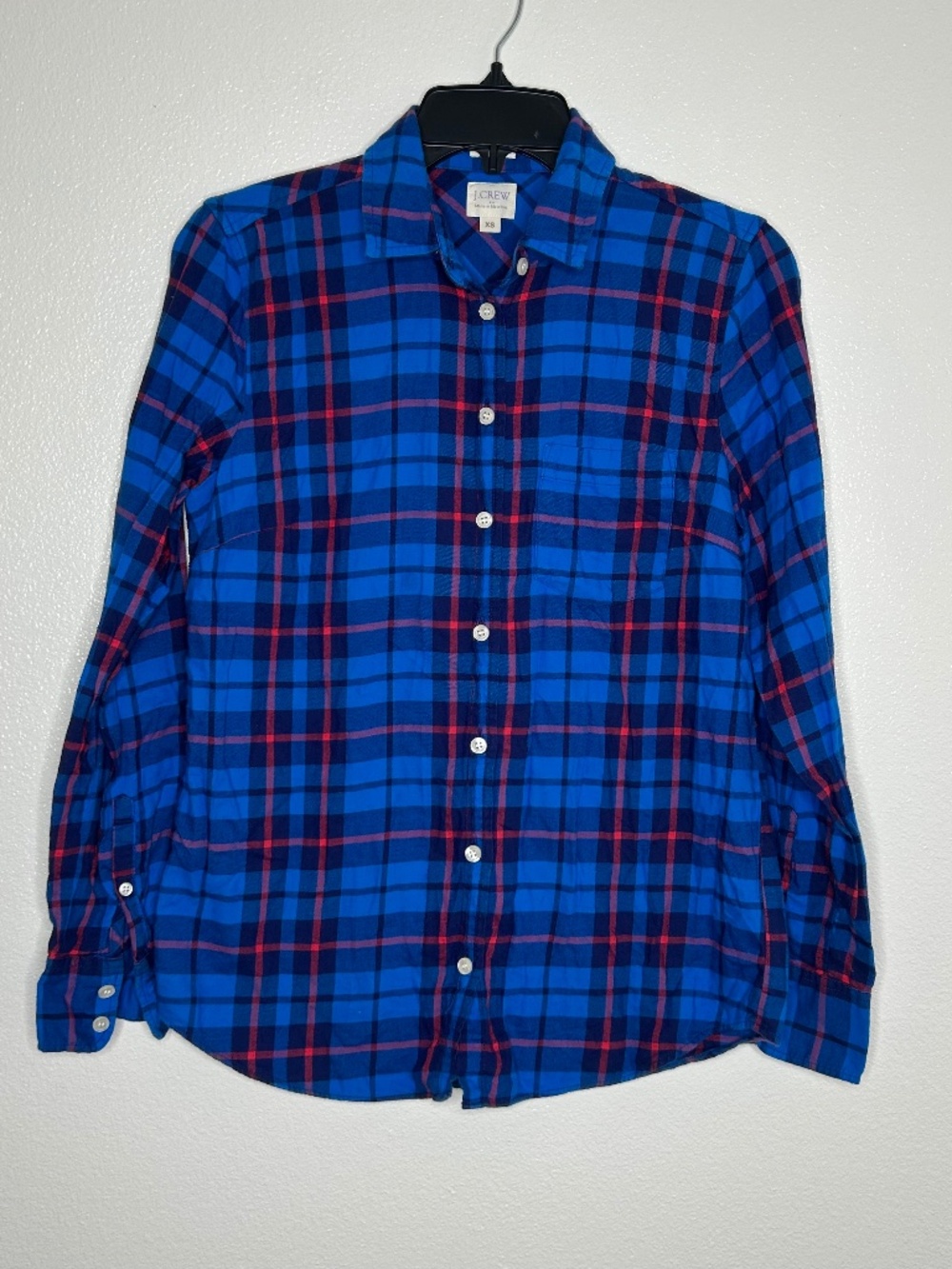 J Crew Womens Blue Boy Fit Plaid Button-Up Long Sleeve Shirt Top Size XS